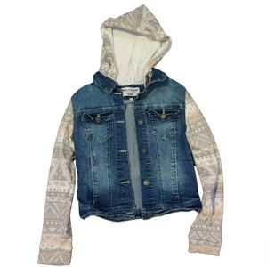 dual denim sweatshirt jacket pink
